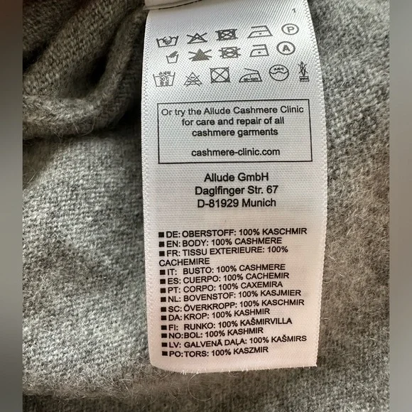 Allude Grey Cashmere Sweater Size L